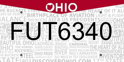 FUT6340 Ohio License Plate