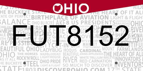 FUT8152 Ohio License Plate