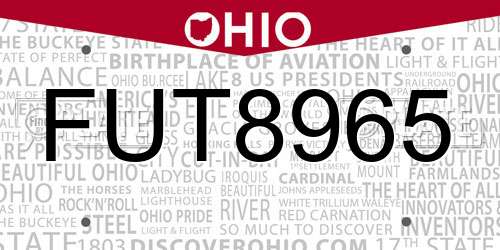 FUT8965 Ohio License Plate