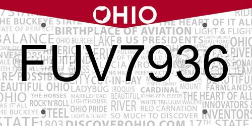 FUV7936 Ohio License Plate