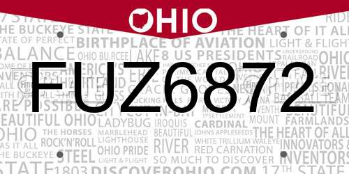 FUZ6872 Ohio License Plate