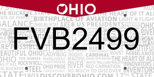 FVB2499 Ohio License Plate