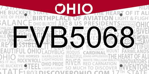 FVB5068 Ohio License Plate