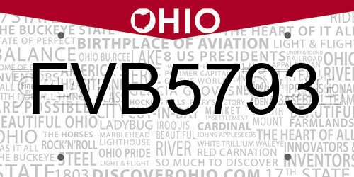 FVB5793 Ohio License Plate