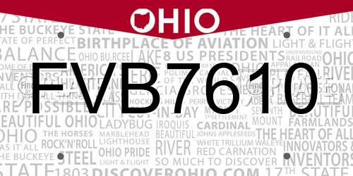 FVB7610 Ohio License Plate