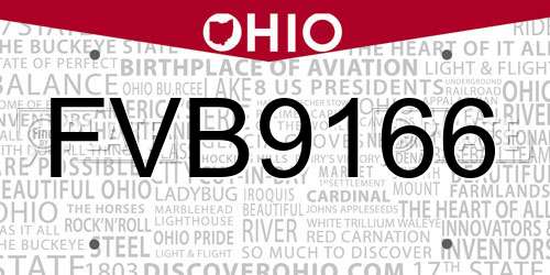 FVB9166 Ohio License Plate