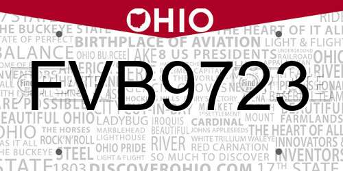 FVB9723 Ohio License Plate