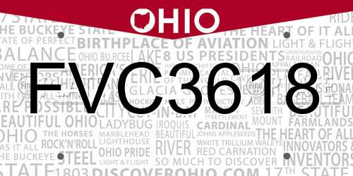 FVC3618 Ohio License Plate