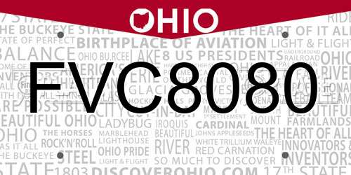 FVC8080 Ohio License Plate