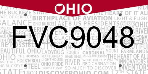 FVC9048 Ohio License Plate