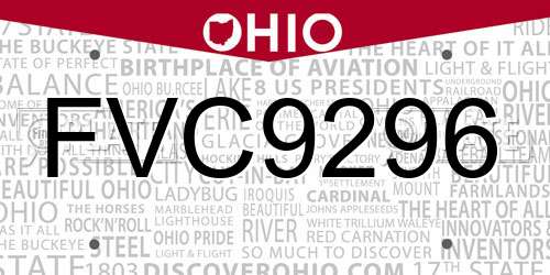FVC9296 Ohio License Plate
