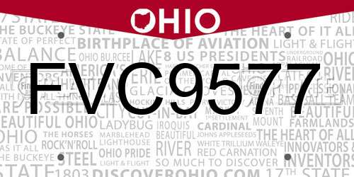 FVC9577 Ohio License Plate
