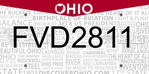 FVD2811 Ohio License Plate