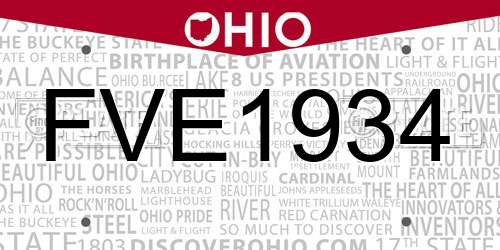 FVE1934 Ohio License Plate