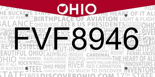 FVF8946 Ohio License Plate