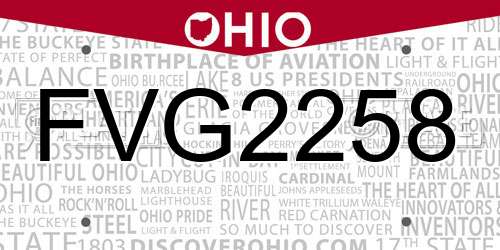 FVG2258 Ohio License Plate