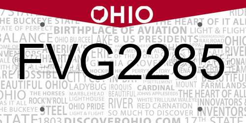 FVG2285 Ohio License Plate