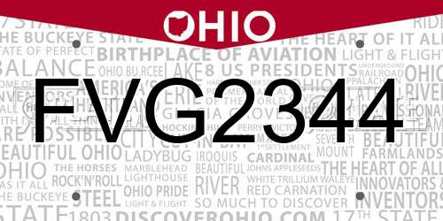 FVG2344 Ohio License Plate