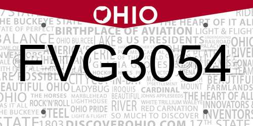 FVG3054 Ohio License Plate