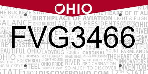 FVG3466 Ohio License Plate