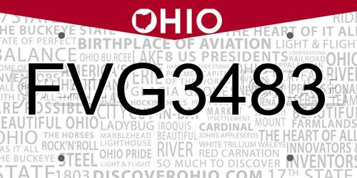 FVG3483 Ohio License Plate