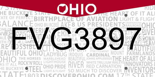 FVG3897 Ohio License Plate