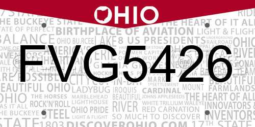 FVG5426 Ohio License Plate