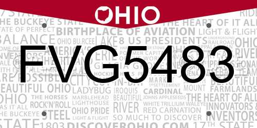 FVG5483 Ohio License Plate