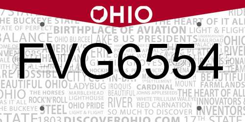 FVG6554 Ohio License Plate