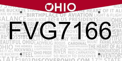 FVG7166 Ohio License Plate
