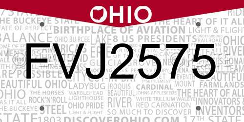 FVJ2575 Ohio License Plate