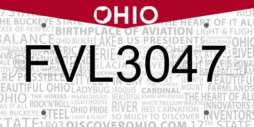 FVL3047 Ohio License Plate