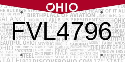 FVL4796 Ohio License Plate