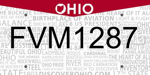FVM1287 Ohio License Plate