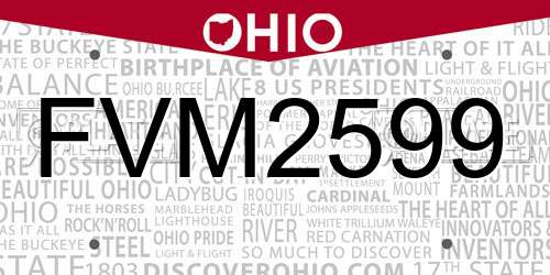 FVM2599 Ohio License Plate
