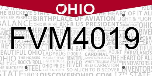 FVM4019 Ohio License Plate