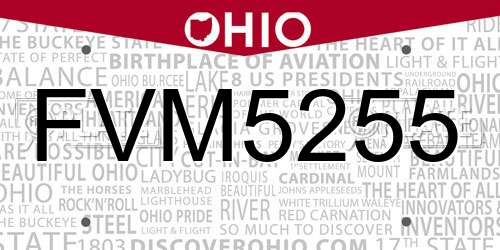 FVM5255 Ohio License Plate