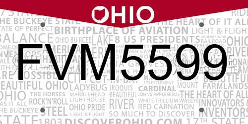 FVM5599 Ohio License Plate