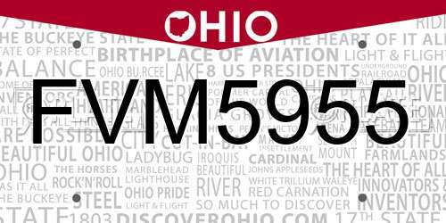 FVM5955 Ohio License Plate