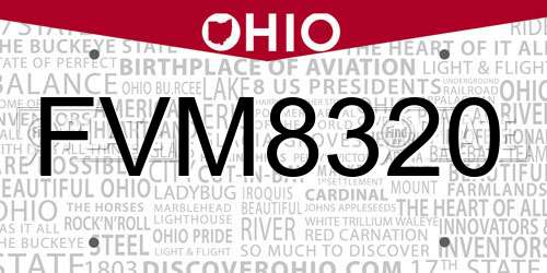 FVM8320 Ohio License Plate