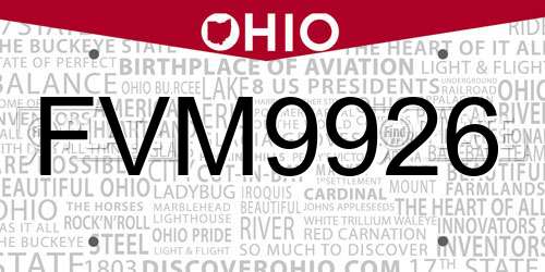FVM9926 Ohio License Plate