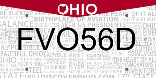 FVO56D Ohio License Plate