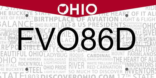 FVO86D Ohio License Plate