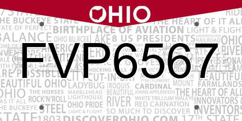 FVP6567 Ohio License Plate