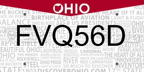 FVQ56D Ohio License Plate