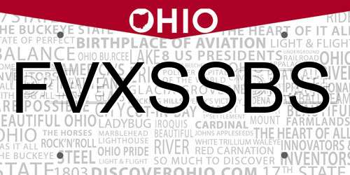 FVXSSBS Ohio License Plate