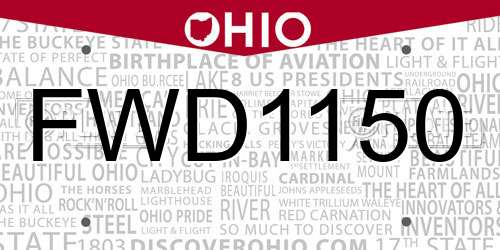 FWD1150 Ohio License Plate