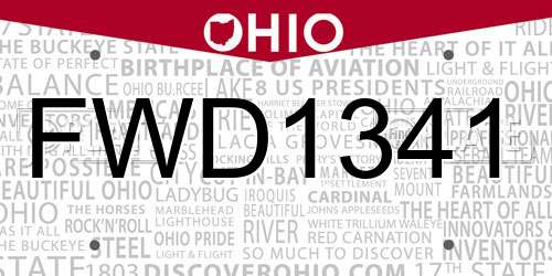FWD1341 Ohio License Plate