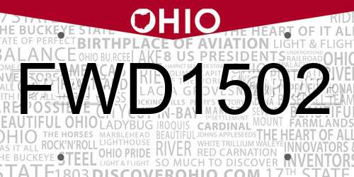 FWD1502 Ohio License Plate