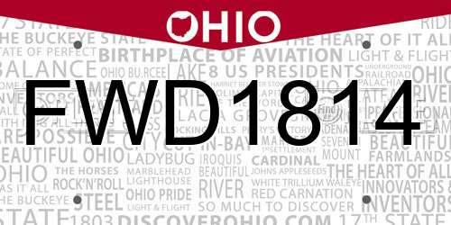 FWD1814 Ohio License Plate